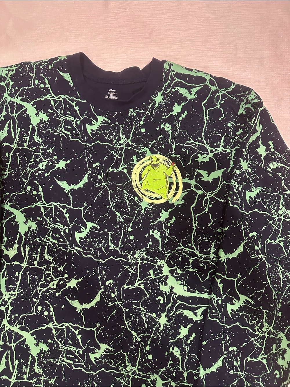 Disney Men’s Nightmare Before Christmas Jersey Green Oogie Boogie Splatter
